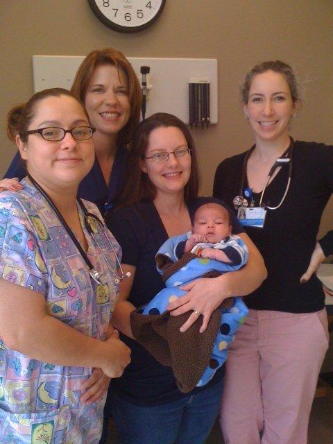 Staff and young patient